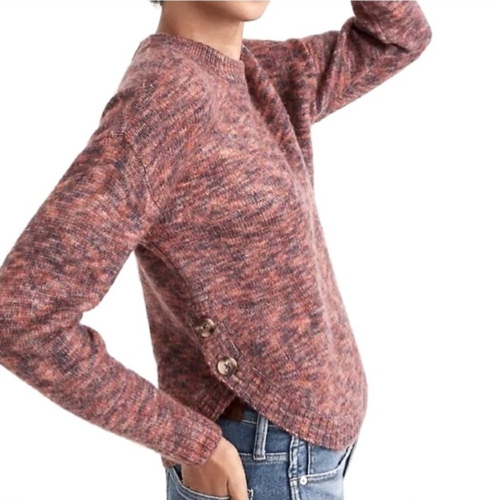 madewell space dyed birchmont side button knit crop sweater pullover jumper xs - Picture 2 of 12